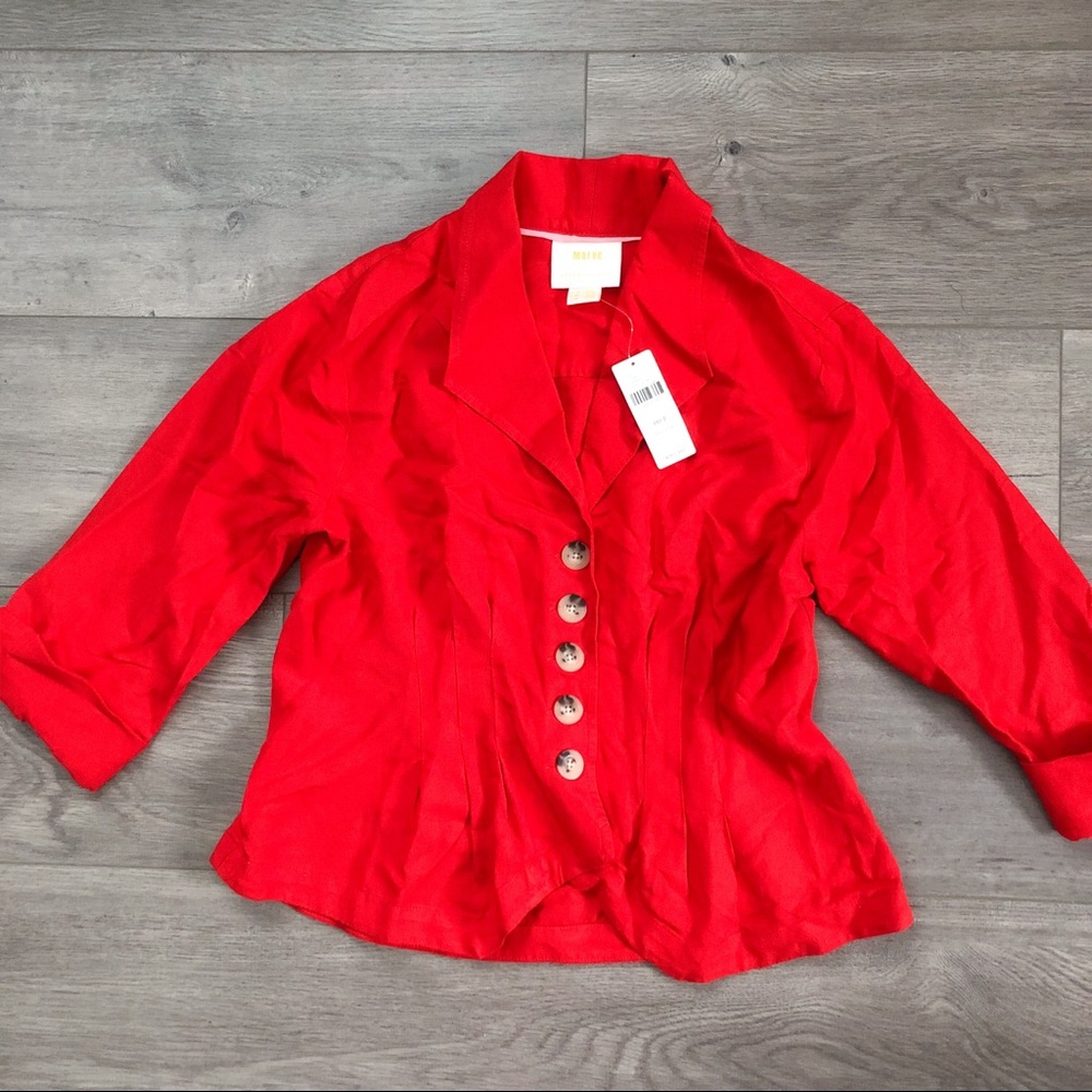 Anthropologie Button Down Red Top